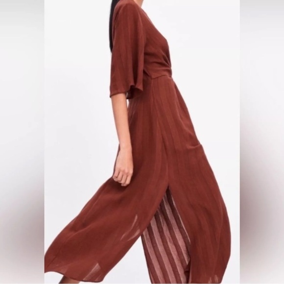 Zara Rust Colored Midi Dress - Picture 6 of 9